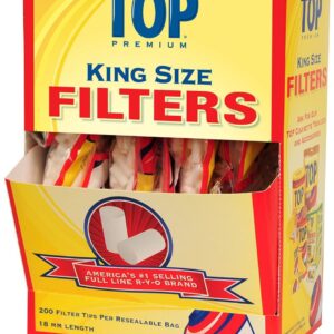 TOP FILTERS KING SIZE 200 FILTER TIPS RESEALABLE BAG 18 MM LENGTH