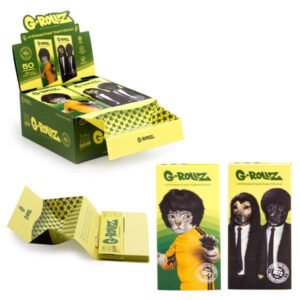 G-ROLLZ Unbleached Bamboo - 50 King Size Paper + Tips & Tray Poker 16 Booklets per box
