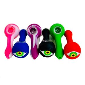 Silicone Eye Hand Pipe with Glass Bowl