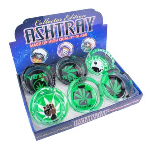 Large Glass Collector Edition Vote Weed Ashtray 6 Count Display