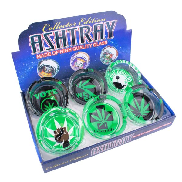 Large Glass Collector Edition Vote Weed Ashtray 6 Count Display