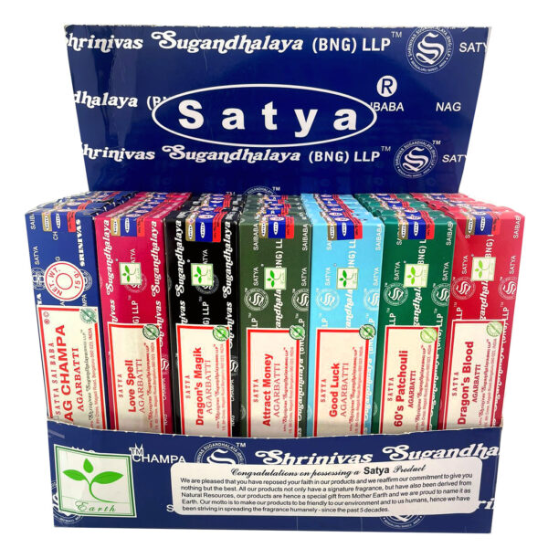 Satya Nag Champa Incense Sticks 15g - Assorted Display 42 Box Display