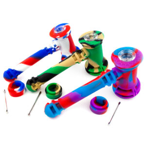 8 Hammer Silicone Bubbler Hand Pipe with Glass Bowl