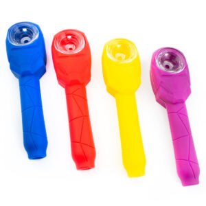 Silicone Iron Man Hand Pipe with Glass Bowl