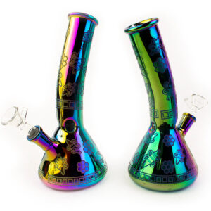8 Honeycomb Chrome Bent Beaker Glass Water Pipe